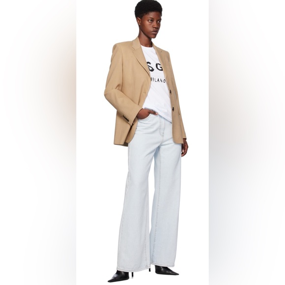 NEW MSGM Logo Printed Crewneck White T-Shirt Size XL - Picture 4 of 12